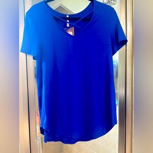 NWT Royal Blue V-Neck Crisscross top L